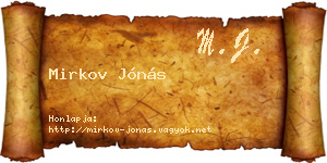 Mirkov Jónás névjegykártya